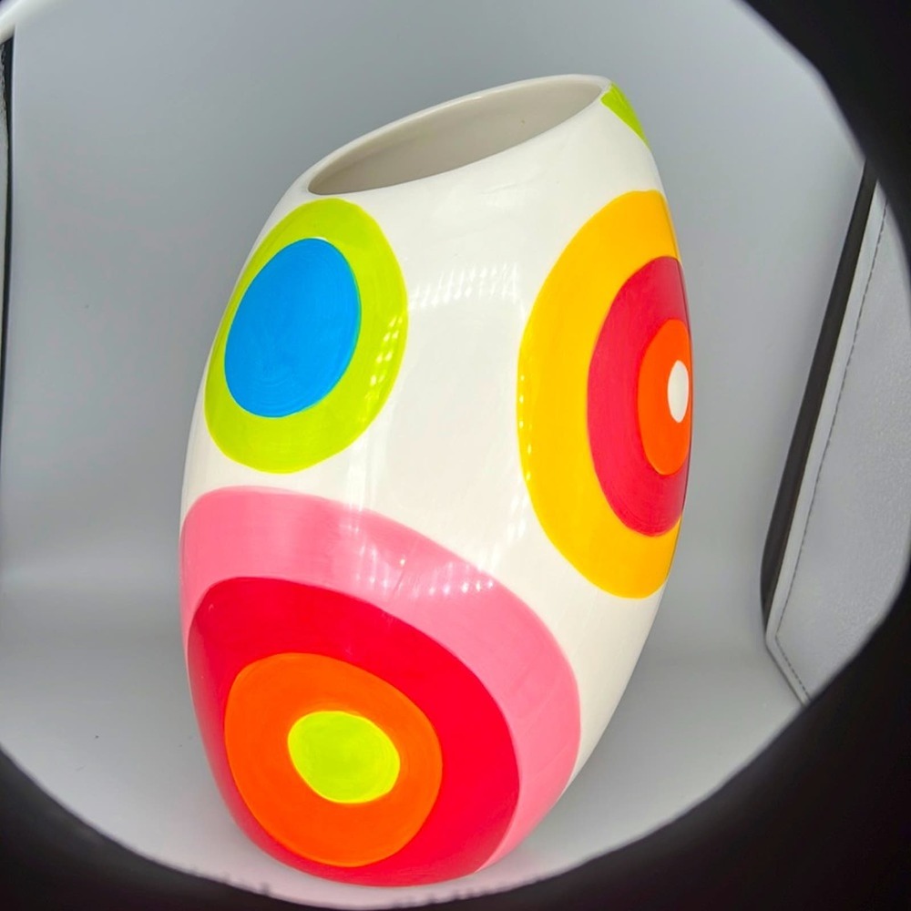 Indra Hand Painted Fine Stoneware Vase retro, MCM,